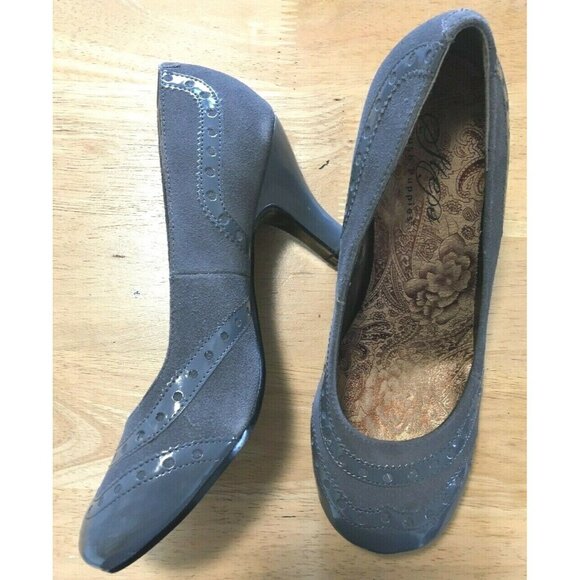 New In Box Hush Puppies Steps Women Heels Stiletos Size 7W Gray Leather Slip On - Picture 2 of 6
